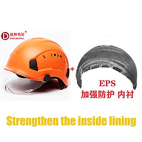 DARLINGWELL Construction Safety Helmet With Visor Goggles Eps Foam Lining CE ABS Hard Hat ANSI Industrial Work Head Protection Color: Orange CV Eps
