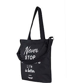 Túi Vải Tote Đeo Chéo Đeo Vai Đen XinhStore