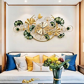 Mua Đồng Hồ Treo Tường Nghệ Thuật Decor Lá Giko Vàng Xanh May Mắn Kích Thước 100*60cm