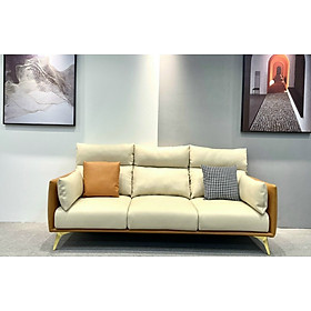 Ghế sofa băng 4 chỗ ngồi Tundo 200 x 85 cm x 85 cm màu cam đất + trắng kem