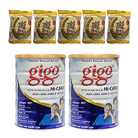 Combo 2 hộp Sữa bột Gigo HI-CANXI 900g – Giải pháp ngừa loãng xương và tiểu đường cho người trưởng thành – Tặng 05 bánh quy dừa Nhật Bản hiệu Aee