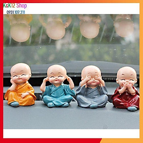 Trang trí nhà cửa "Bộ Tượng 4 Chú Tiểu Bốn Không" Mang Lại Bình Yên, May Mắn, Để Bàn Làm Việc, Xe Hơi