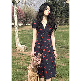 Đầm cổ chéo xẻ tà CYHERRY DRESS