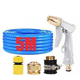 Bộ dây vòi xịt nước tưới cây rửa xe,tăng áp 3 lần, loại 3-5m (cút nhựa nối đồng nhựa) 206846