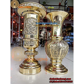 Mua Đôi Lọ Hoa - Ống Đựng Hương Cao 25cm Màu Vàng - Đồ Thờ Cúng Bằng Đồng Phong Thủy