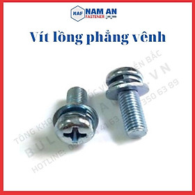 Vít lồng phẳng vênh M4, M5, M6, ốc vít, vít liền phẳng vênh Mạ trắng, Mạ Vàng