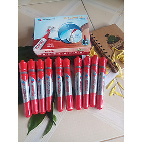 Hộp 10 bút lông dầu 2 đầu Thiên Long mực xanh và đỏ PM-09
