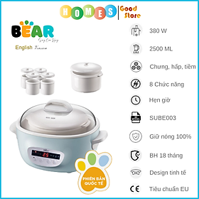 Mua Nồi Nấu Cháo  Chưng Yến  Hấp Cách Thủy Cao Cấp BEAR SUBE003  Dung Tích 2.5L  Công Suất 380W - Hàng Chính Hãng