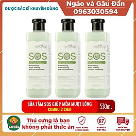 Combo 3 chai Sữa tắm SOS cho chó mèo giúp mềm mượt lông 530ml màu xanh lá (HÀNG CHÍNH HÃNG)