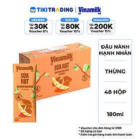 Thùng 48 hộp Sữa đậu nành Vinamilk hạt hạnh nhân 180ml