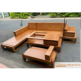 Bộ bàn ghế phòng khách sofa gỗ sồi đức [ gỗ bích ] góc L 2m80 x 2
