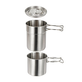 Portable 2x Camping Cup  Cooking Bowl Coffee Mug Hiking Outdoor Tool