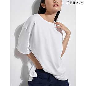  Áo thun thể thao form rộng Unisex CERA-Y màu trắng CRA012