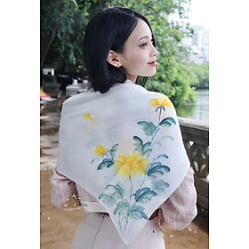 Khăn Vuông Lụa Tơ Tằm Vẽ Cúc Vàng SenSilk – Quà Tặng 20/10