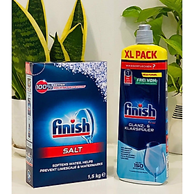 Combo Muối rửa bát finish 1.5kg+Nước làm bóng finish 750ml dùng cho Máy rửa bát