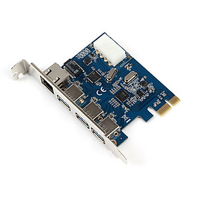 Stable Efficient PCI-E 3-port USB3.0 External + Gigabit Network Interface Expansion Card with 4PIN Power Supply Interface