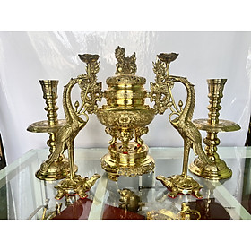 Mua Bộ đỉnh đồng thờ cúng gia tiên bằng đồng vàng nguyên chất 5 món
