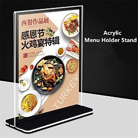 Menu mica để bàn A4 ngang, kệ menu mica A4 để bàn, bảng giá mica A4 đế ngang cao cấp ,