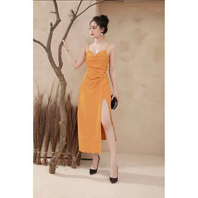 Đầm 2 dây cổ đổ xẻ tà siêu quyến rũ