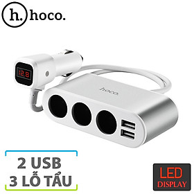 Bộ chia tẩu sạc xe hơi Hoco Z13 ra 3 Tẩu Sạc, 2 Cổng Sạc USB giúp sạc được nhiều thiết bị - Hàng chính hãng