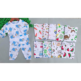 sét 5 Bộ quần áo chất cotton giấy đẹp dài tay khuy vai cho bé trai/gái