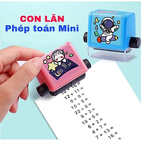 Máy in con lăn phép tính cho bé tiện lợi (tặng kèm 1 lọ mực), con lăn phép tính tự động