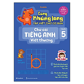 Ảnh bìa Cùng Khủng Long Tập Viết Chữ Cơ Bản - Chữ Cái Tiếng Anh Viết Thường - Quyển 5 - Sticker Bé Gái