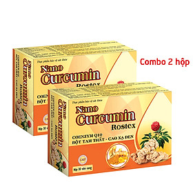 Combo 2 hộp Tinh nghệ Nano Curcumin Rostex Tam Thất Xạ Đen giảm viêm loét dạ dày - 30 viên