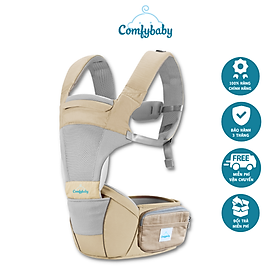 Địu ngồi trẻ em cao cấp siêu mềm 4 tư thế công nghệ Air Mesh thoáng khí - Comfybaby CF818 - tặng yếm tam giác