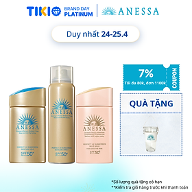 Bộ sản phẩm Kem chống nắng dưỡng da Anessa cho cả gia đình (Anessa Gold Milk 60ml + Mild Milk 60ml + Gold Spray 60g)