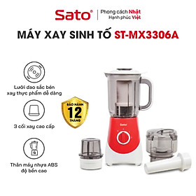 Máy xay sinh tố đa năng SATO MX3306A - Máy xay gồm 03 cối: Cối xay sinh tố, cối xay thịt & cối nhỏ. Thân máy sử dụng nhựa ABS, độ bền cao, chịu lực tốt - Miễn phí vận chuyển toàn quốc - Hàng chính hãng