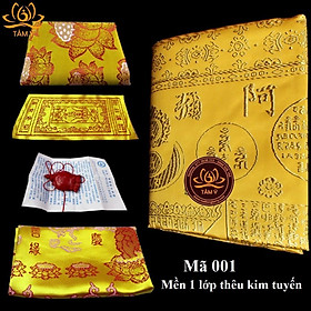 Mua  Bộ cao cấp  Mền Quang Minh thêu nổi trên vải lụa dày mềm rất đẹp (mền giải thoát)