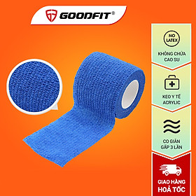Băng thể thao đàn hồi GoodFit Gotape GT02 thành phần không chứa cao su, không gây dị ứng, dùng được cho vết thương hở, y tế - Xanh dương - 5cm x 5m