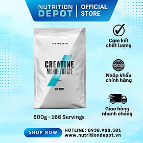 Thực phẩm bổ sung tăng cường năng lượng và sức mạnh Myprotein Creatine Monohydrate Không mùi 500g - Nutrition Depot VN