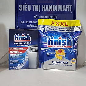 Combo viên rửa bát finish quantum 60 viên + Muối làm mềm nước finish 1,2kg