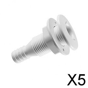 5x5/8 inch White Nylon Thru-Hull Bilge Pump and Aerator Hose Fitting for Boats