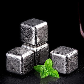 Set of 8, Stainless Steel Ice Cubes Beer Whiskey Stones and Tong & Box Gift Set for Men