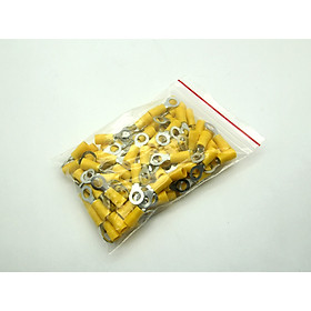 Túi 100 đầu cos TRÒN RV 5.5-6 bọc nhựa vàng