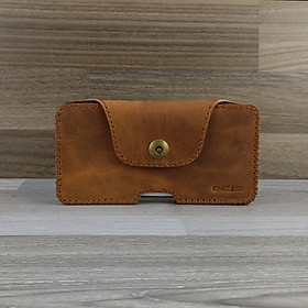 Bao Da Đeo Lưng dành cho iphone 11 pro max Dạng Hộp Da Sáp Nâu Bò