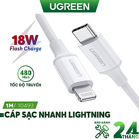 Cáp sạc nhanh MFI USB-C ra Lightning UGREEN US171 - Sạc nhanh PD 18W cho iPhone 8 đến iPhone 12 - Hàng Nhập Khẩu