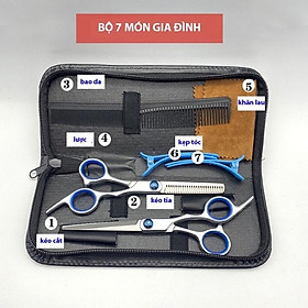 Hình ảnh Review Bộ kéo cắt tóc gia đình 7 món ,kéo cắt tóc trẻ em ,salon tóc đều phù hợp sử dụng