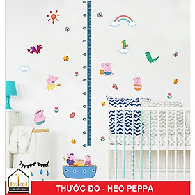 Decal thước đo chiều cao HEO PEPPA - Trang trí phòng bé