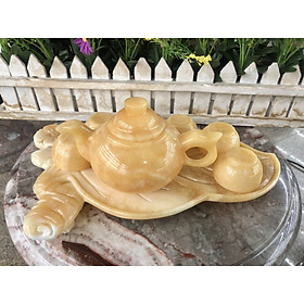 Mua Bộ ấm trà với dĩa kiểu chếc lá trầu đá ngọc hoàng long