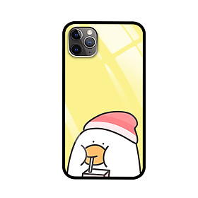 Ốp Lưng Cho Điện Thoại IPHONE 11 PRO MAX - Mặt Lưng Kính Cường Lực - 7900 DUCK03 - Hàng Chính Hãng