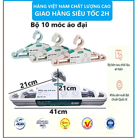 Mua Bộ 10 móc quần áo HOKORI nhựa VIỆT NHẬT chất liệu nhựa pp nguyên sinh an toàn cho da nhạy cảm - Mắc áo trẻ em   người lớn - Hàng Việt Nam