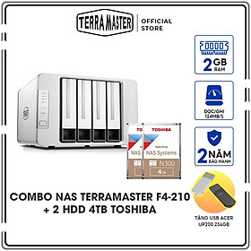 Mua Combo Ổ cứng mạng NAS Terra Master F4-210 + 2 Ổ cứng iHDD Toshiba N300 4TB - Hàng chính hãng