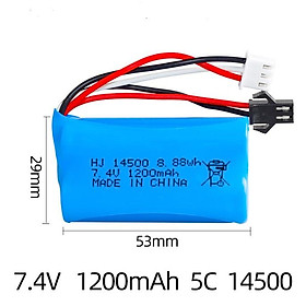 Pin 2s 7.4v 1200mah 14500xả 5c dùng cho Súng Nerf - Súng Đạn Mềm - Súng Nước sạc lại