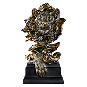 Lion Statue Craft Figurine Cabinet Feng Shui Bookcase Decor