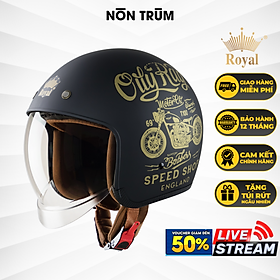 Nón bảo hiểm 3/4 ROYAL M139 có kính âm V5 ĐEN
