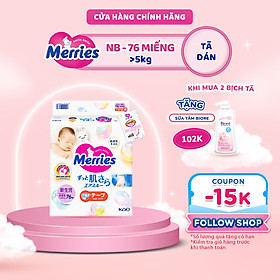 Tã/bỉm dán Merries size NB - 76 miếng (dành cho bé dưới 5kg)